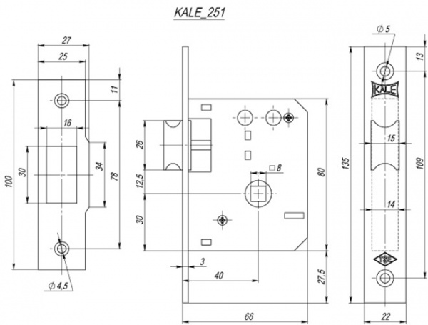 ЗАЩЁЛКА KALE KILIT ВРЕЗНАЯ 251/R (40 ММ) (ЛАТУНЬ) ЗАЩЁЛКА KALE KILIT ВРЕЗНАЯ 251/R (40 ММ) (ЛАТУНЬ)